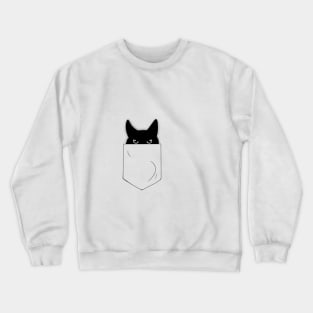 Peeking Black Cat in a Pocket Crewneck Sweatshirt